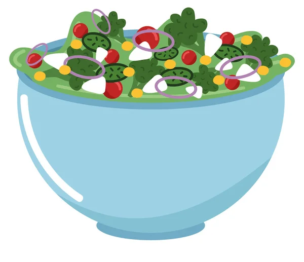 Salada Ícone Comida Vegetariana Isolado — Vetor de Stock