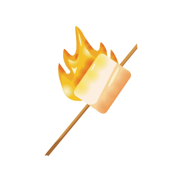 Roasted Marshmallow Stick Icon Isolated — Stock Vector