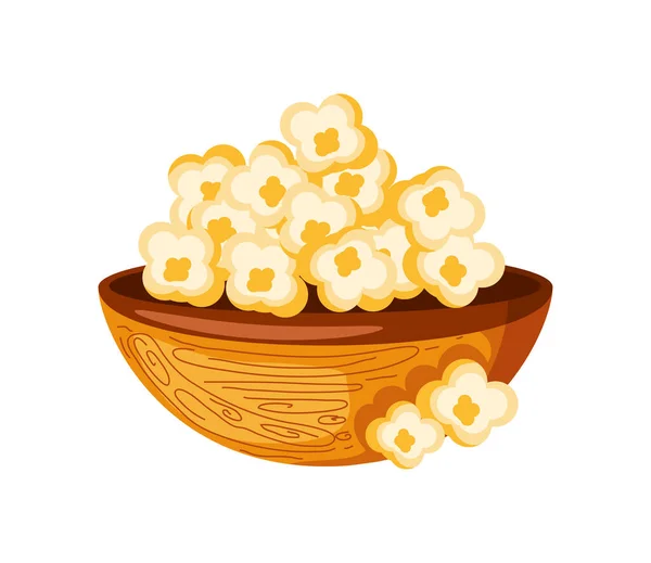 Pop Corn Dans Bol Icône Isolé — Image vectorielle