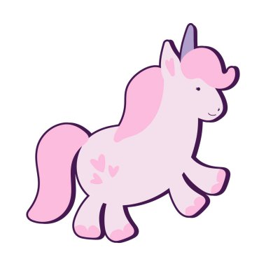 kawaii pembe tek boynuzlu at ikonu izole edildi