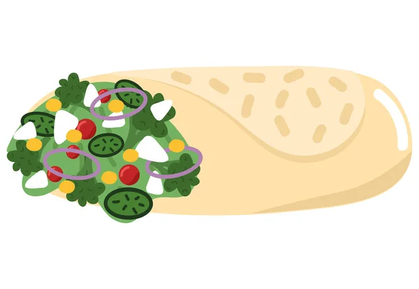 Vegetarian Burrito Food Icon Isolated — Stock Vector
