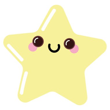 Yıldız kawaii ikonu izole edildi