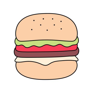 Hamburger yiyecekleri minimalist simgesi izole