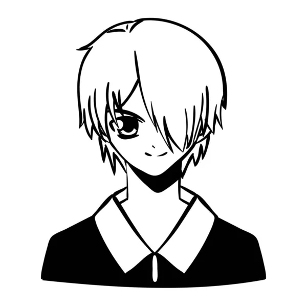 Anime Homme Personnage Icône Isolé — Image vectorielle