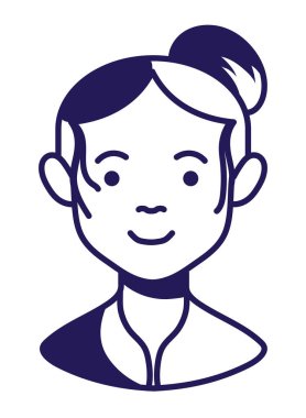 Topuz saçlı kadın, çizgi tarzı ikonu izole edilmiş.