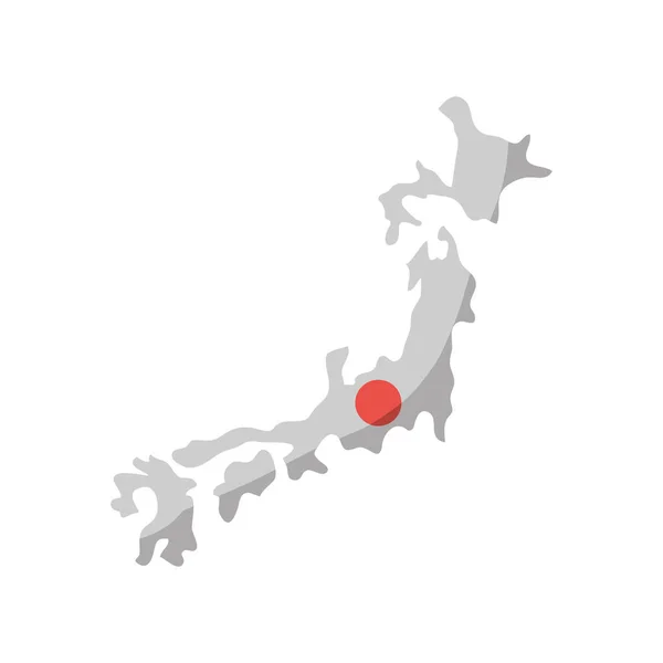 Giappone Mappa Icona Bandiera Isolata — Vettoriale Stock