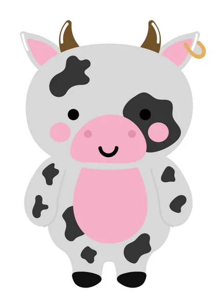 奶牛Kawaii动物图标隔离 — 图库矢量图片