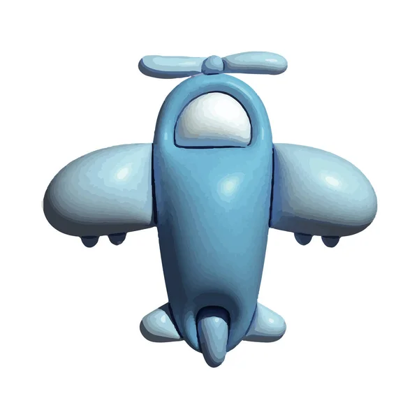 蓝色塑料飞机它的男孩 图标隔离 — 图库矢量图片