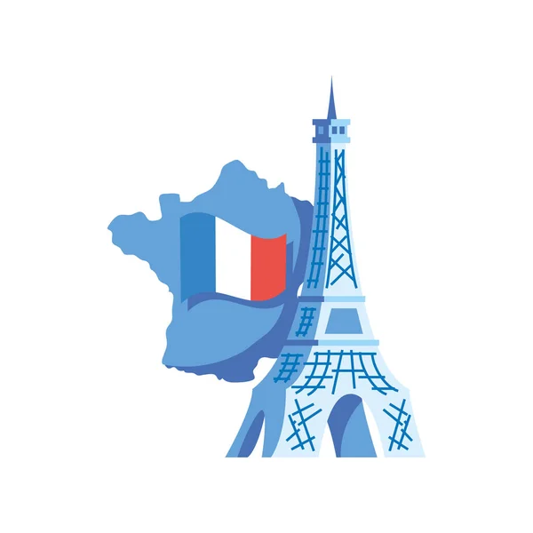 法国旅游业的标志性标志被孤立 — 图库矢量图片