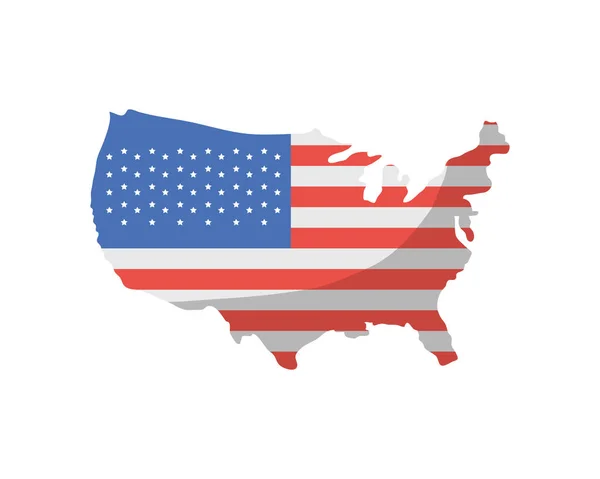 アメリカ地図と旗のアイコンが孤立 — ストックベクタ