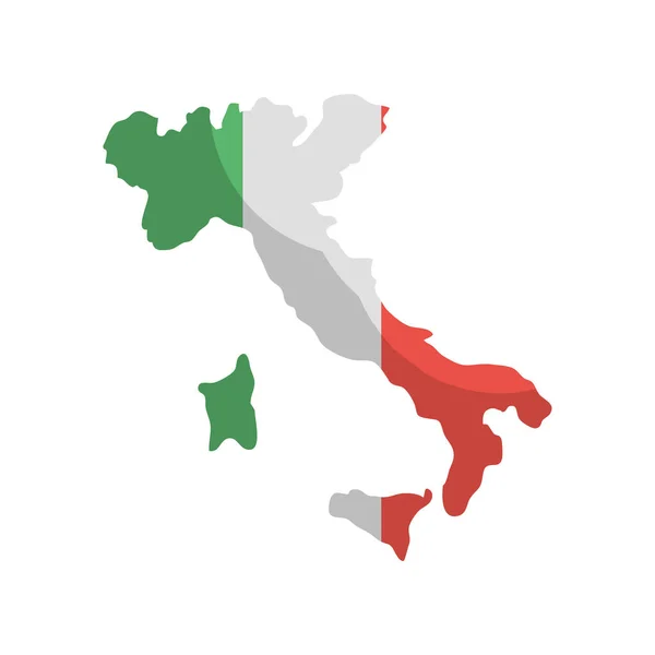 イタリア地図と旗のアイコンは孤立 — ストックベクタ