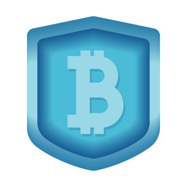 Kripto para birimi bitcoin kalkan simgesi izole edildi