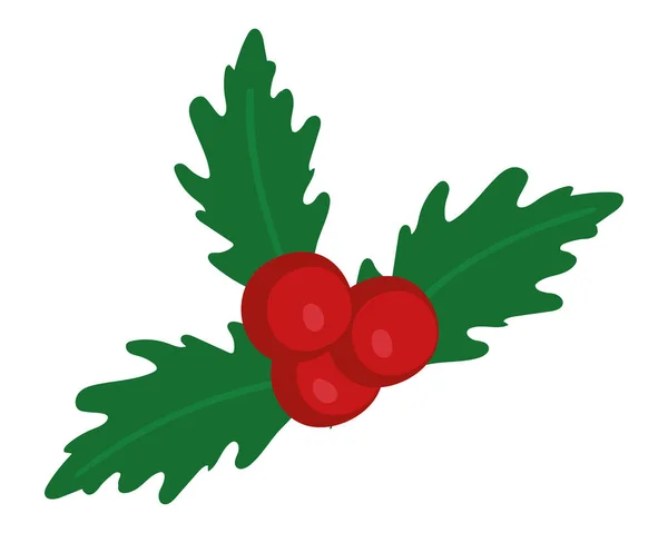 Holly Berry Christmas Hand Drawn Icon Isolated — Stock Vector