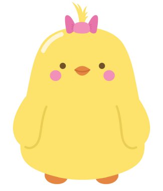 Tavuk kawaii hayvan simgesi izole edildi