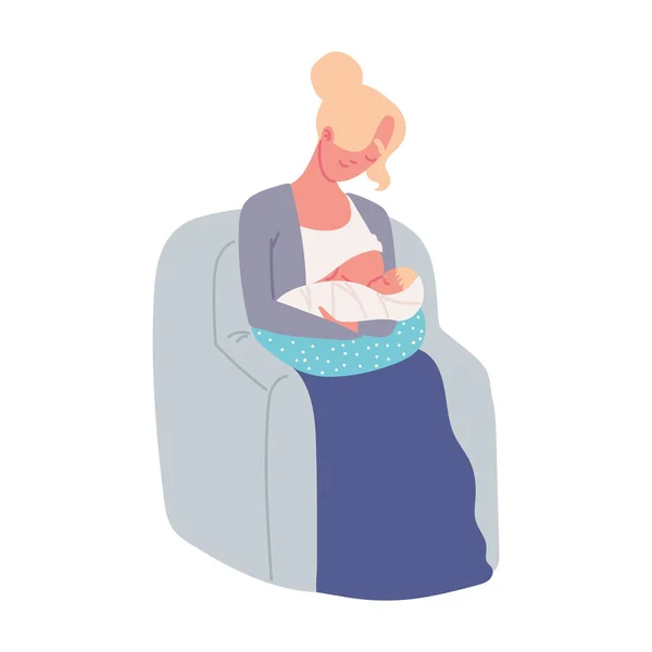 Mamá Bebé Amamantando Una Silla — Archivo Imágenes Vectoriales