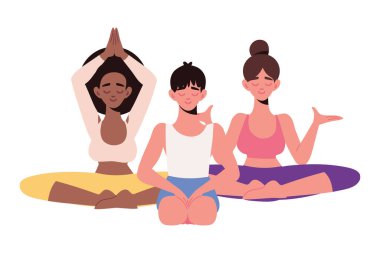 Kadınlar meditasyon pozisyonunda yoga yapıyorlar.