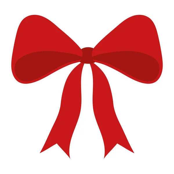 Rote Schleife Weihnachten Handgezeichnete Ikone Isoliert — Stockvektor