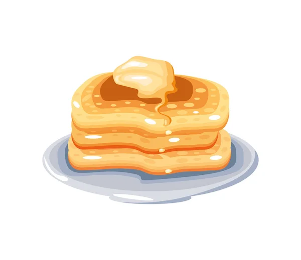 Naleśniki Masłem Śniadanie Ikona Izolowane — Wektor stockowy