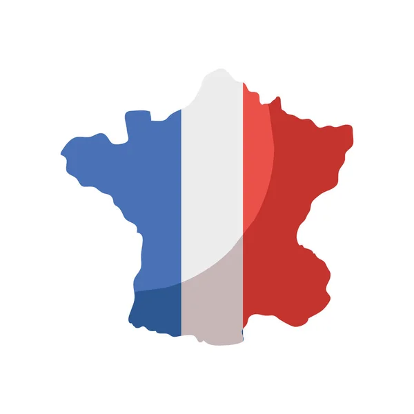 フランス地図と旗のアイコンが孤立 — ストックベクタ