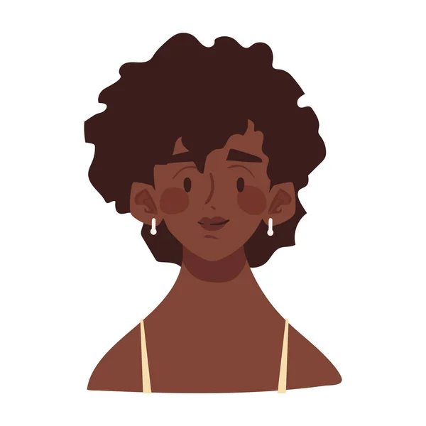Afro Mulher Avatar Ícone Plana Isolado — Vetor de Stock