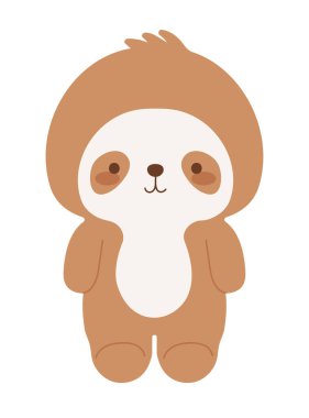 Tembel kawaii hayvan simgesi izole edildi