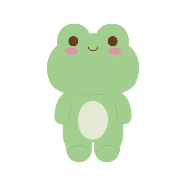 Frog Kawaii Animal Icon Isolated — Stock Vector