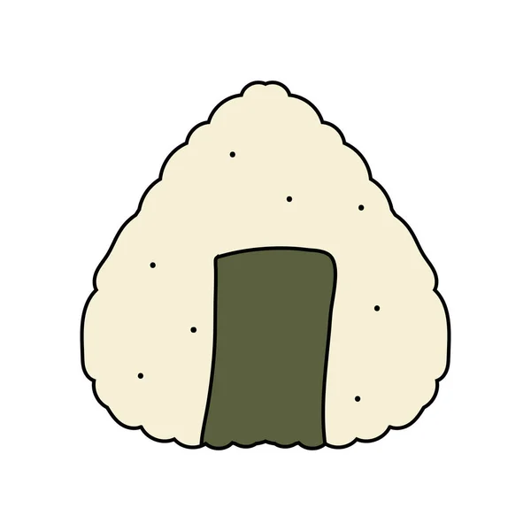 Onigiri Essen Minimalistische Ikone Isoliert — Stockvektor