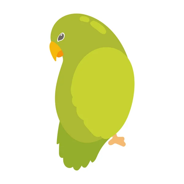 Papoušek Pták Kreslený Ikona Izolované — Stockový vektor