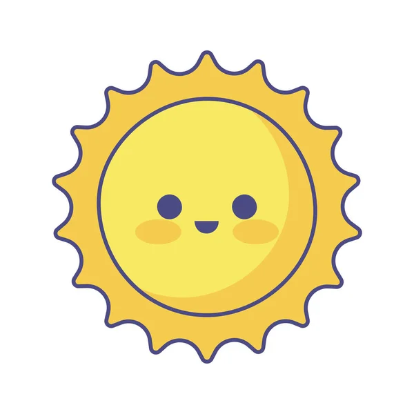 Sun Kawaii Weather Icon Isolated — Stock Vector