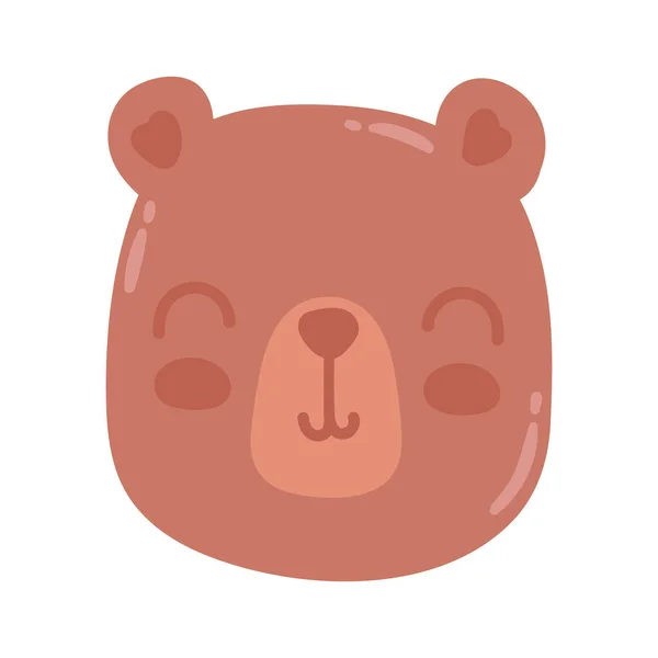 Słodkie Niedźwiedź Twarz Ikona Izolowane — Wektor stockowy