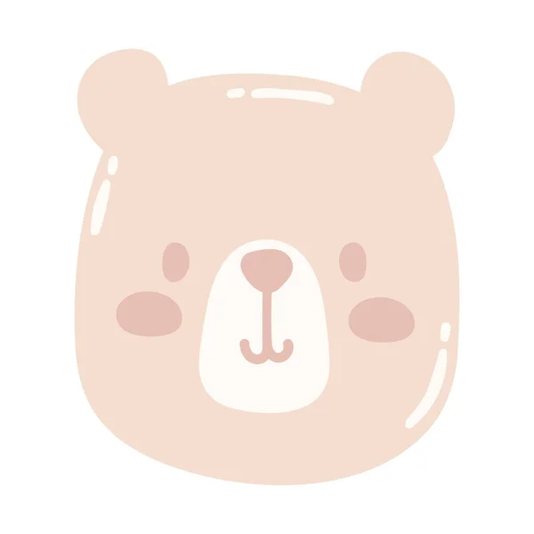 Милий Ведмідь Обличчя Мультфільм Значок Ізольовані — стоковий вектор