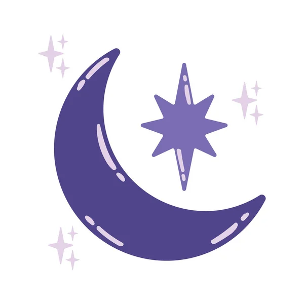 Luna Estrella Icono Esotérico Aislado — Vector de stock