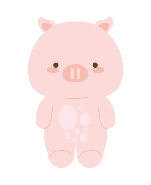 Pig Kawaii Animal Icon Isolated — Stock Vector