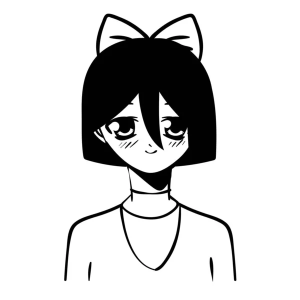 Anime Girl Bow Hair Icon — Stock vektor
