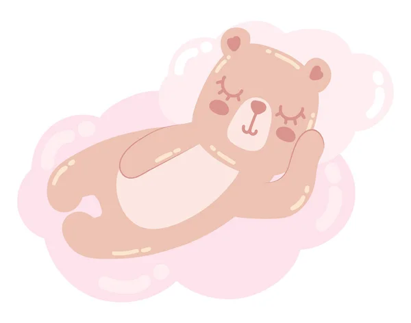 Cute Bear Cloud Icon Isolated — Stock Vector