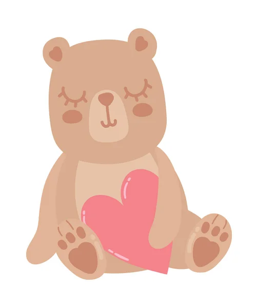 Cute Bear Heart Icon Isolated — Stock Vector