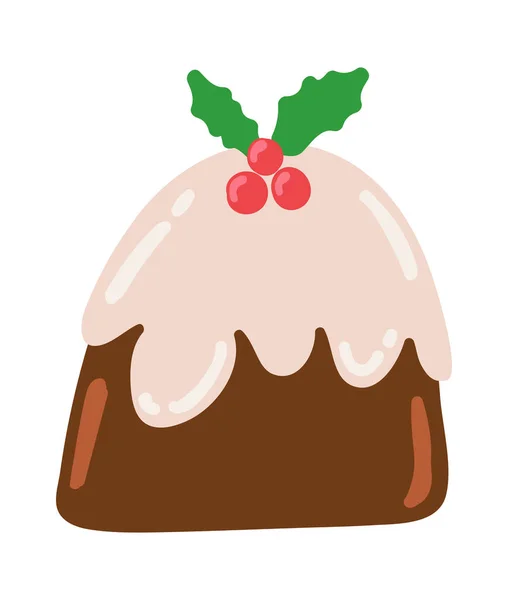 Christmas Cake Icon Isolated Flat — Stock Vector