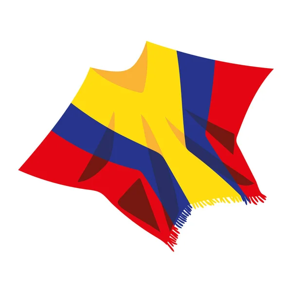 Colombiaanse Poncho Met Vlag Pictogram Geïsoleerd — Stockvector