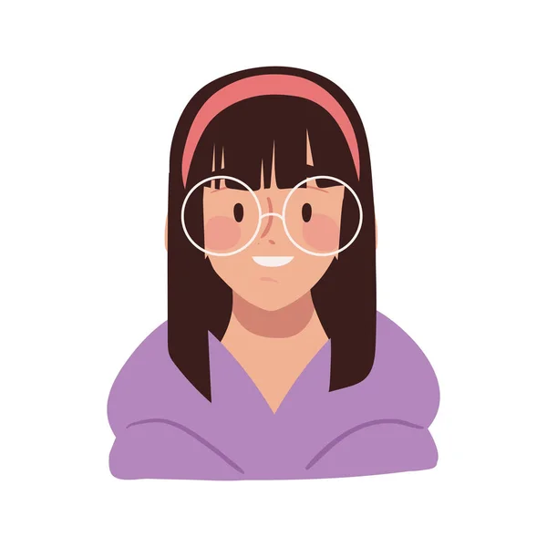 stock vector girl with eyeglasses avatar icon flat isolated