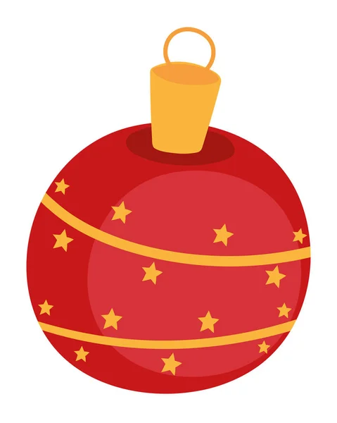 Boule Rouge Noël Icône Dessinée Main Isolé — Image vectorielle