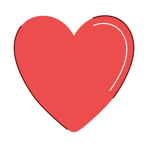 Rotes Herz Symbol Flach Isoliert — Stockvektor