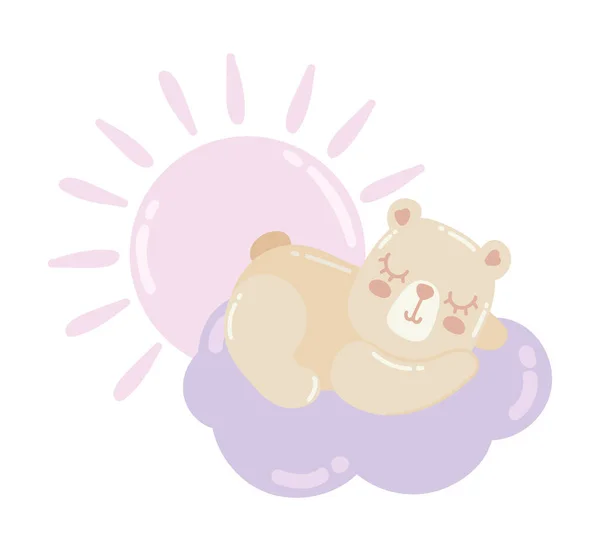 Sleeping Cute Bear Icon Isolated — Stock Vector