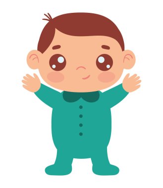 Tatlı çocuk, bebek Kawaii ikonu izole edilmiş.