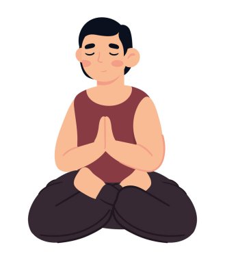 Meditasyon yoga yapan adam poz ikonu izole