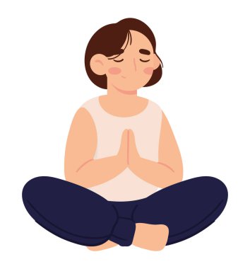 Meditasyon yoga ikonundaki kadın izole edildi