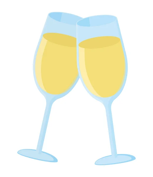 Cheers Champagne Glasses Icon Isolated — Stock Vector