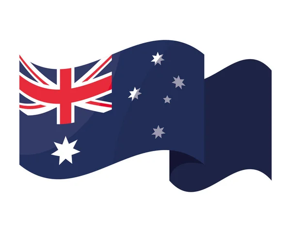 Wapperende Australische Vlag Pictogram Geïsoleerd Plat — Stockvector