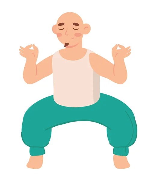 Uomo Rendendo Icona Yoga Isolato — Vettoriale Stock