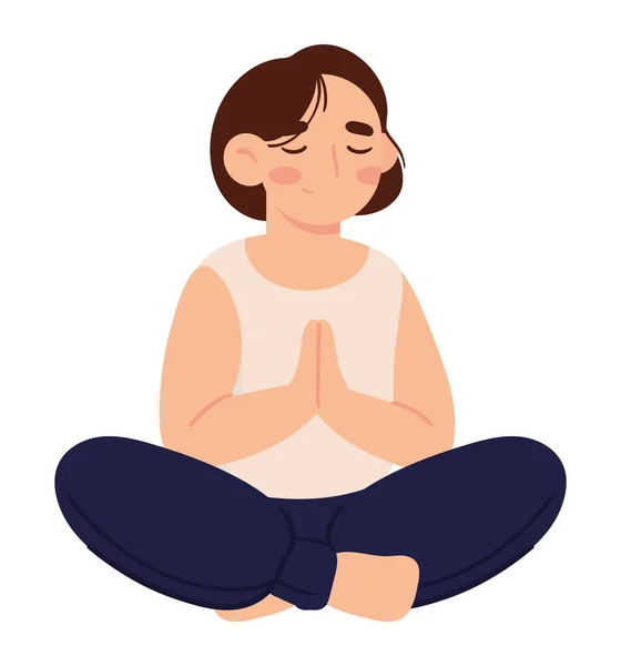 Donna Meditazione Icona Yoga Isolato — Vettoriale Stock