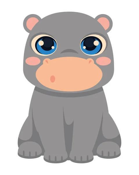 Hippo Cute Animal Icon Isolated — Stock Vector
